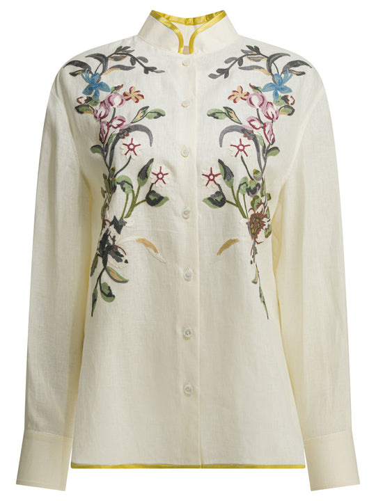 Embroidered Casual Shirt Shirts White