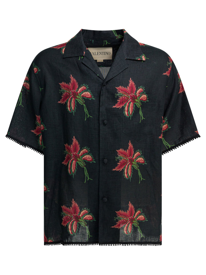 Valentino Papier Floral Shirts - Black | f96d4ba66d1aae7933b30761196388815b474fc9