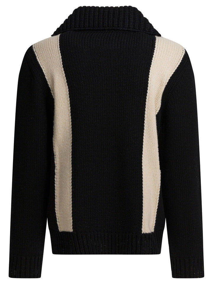 Valentino Cardigan With Inlaid V Knitwear - Black | f3db1f8df9e1f9bcb30ae920042eb26938ac725a