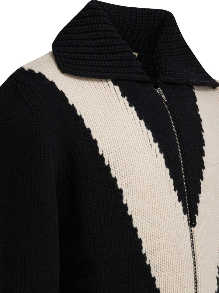 Valentino Cardigan With Inlaid V Knitwear - Black | 43eaf508a35befe88f02555ef8958948d3291687