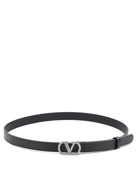 V Logo Signature Belts Black