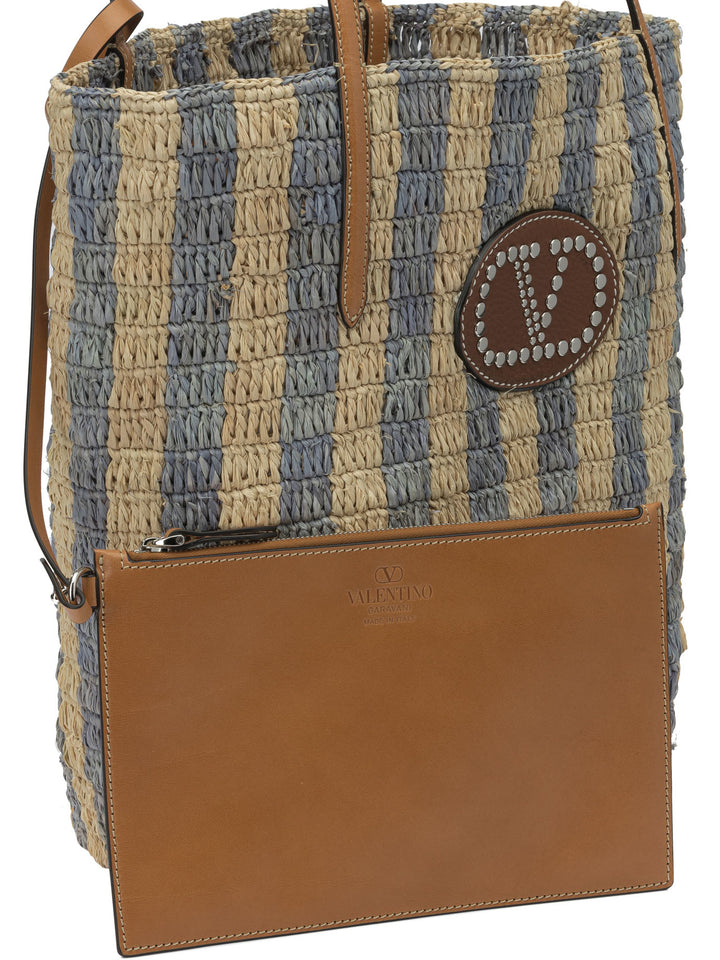 Valentino Garavani Vlogo Raffia Medium Shoulder Bag Shoulder Bags - Beige | 58aa227591de3df389a02fbc05526a6e9e1fb62d
