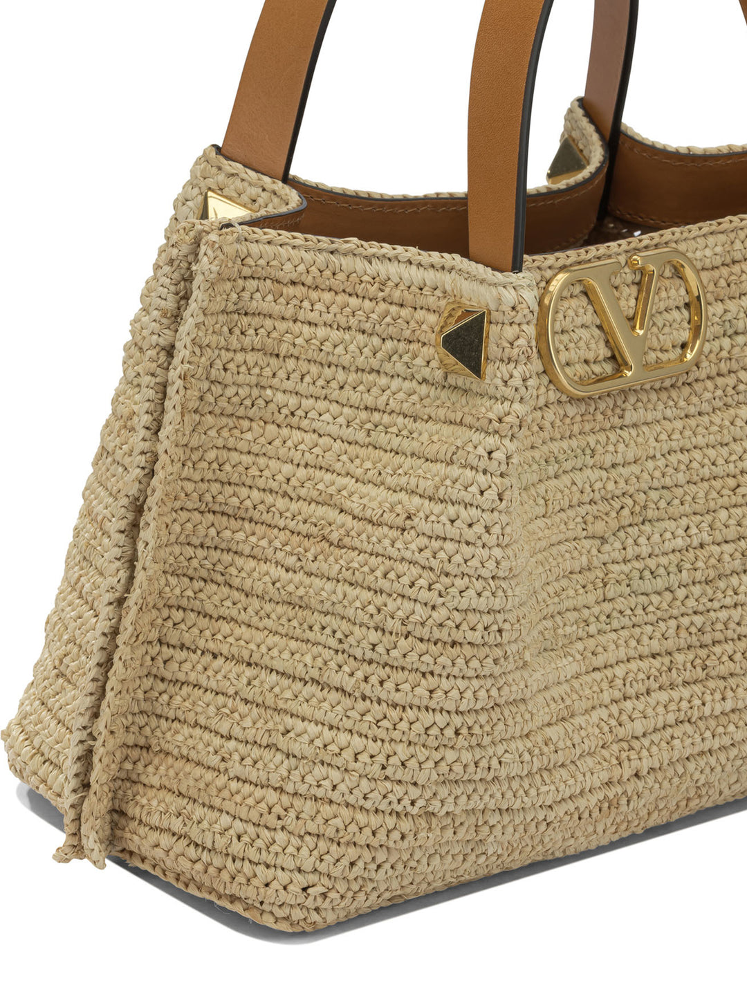 Valentino Garavani Vlogo Raffia Medium Handbag Handbags - Beige | 115587b12791873c29ae6aa3a6a6476e5d0d94ef