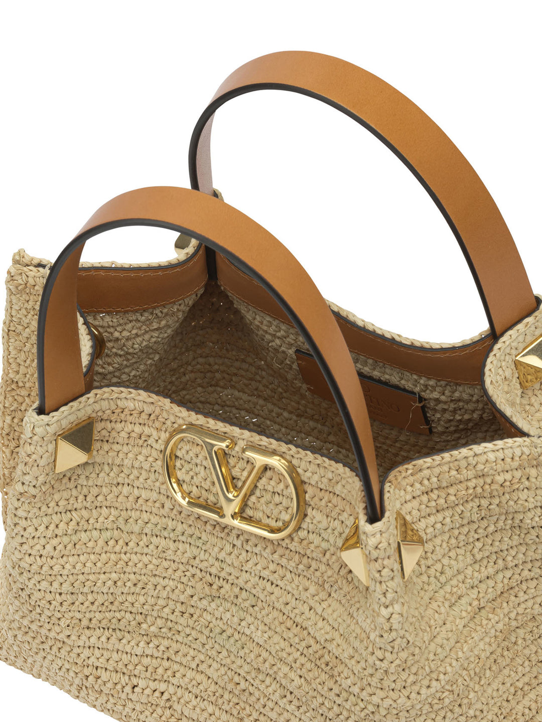 Valentino Garavani Vlogo Raffia Medium Handbag Handbags - Beige | 96cfedebb86e511bc41bd9b4197d0b7a9ca98197