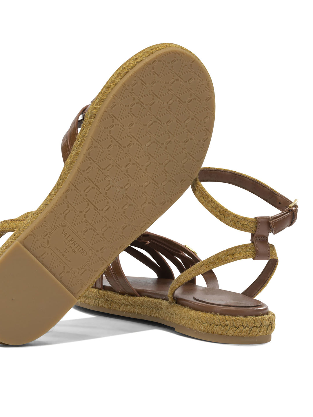 Valentino Garavani Vg Bribri Sandals - Brown | 5b4bd50ea8844f0d9c26cc9935fe6e97f16455d2