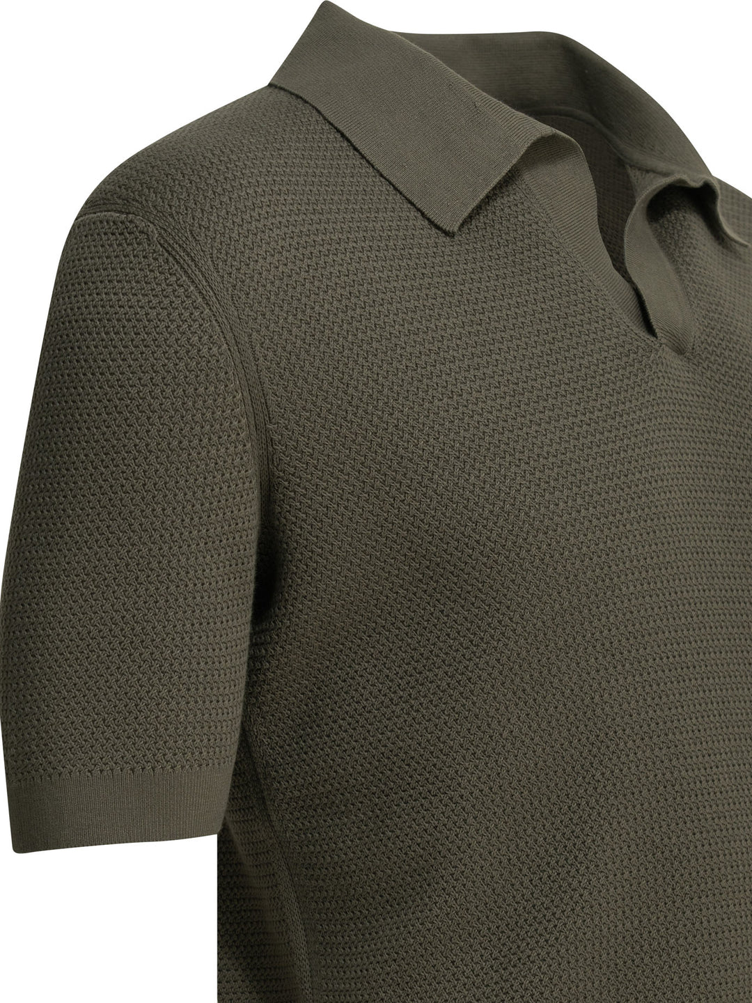 Zegna Cotton Buttonless Polo Shirt Polo shirts - Green | 38401152cb7291e11a05e9d7850ab90a12e04198