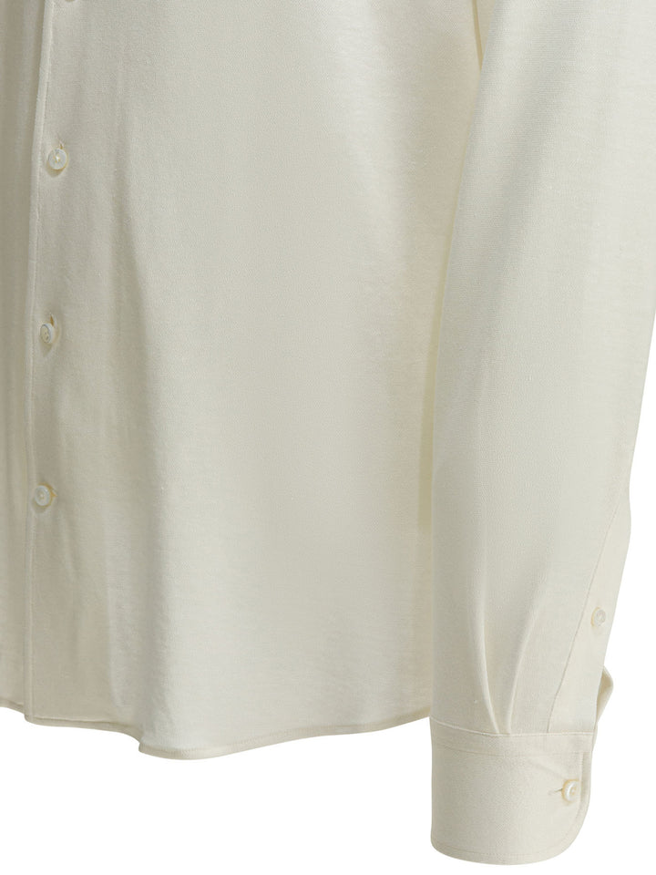 Zegna Casual Silk Shirt Shirts - White | 3b47870012fa4c07e6886e821fd033fd7e31e3e0