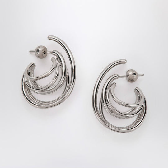 Circular Earrings In Silver Tone