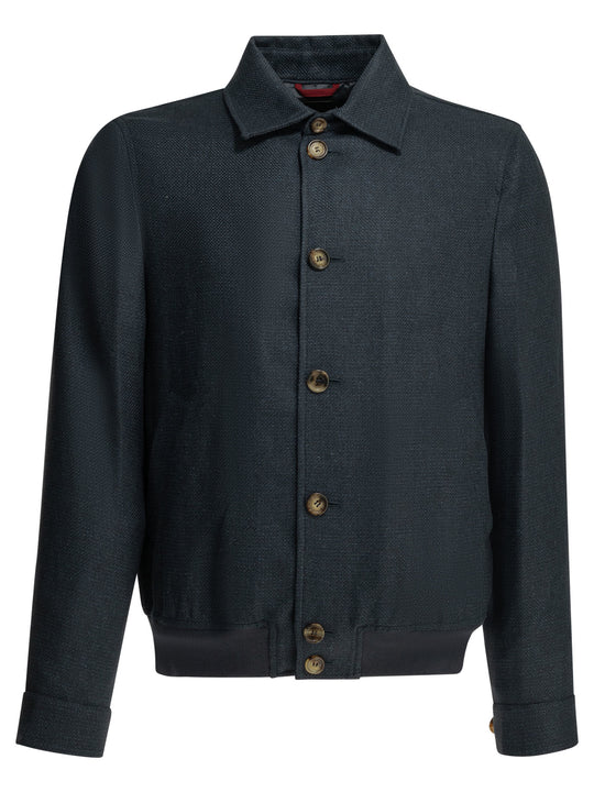 Lightweight Jacket Made Of A Silk-Linen Blend Jackets And Coats Blue