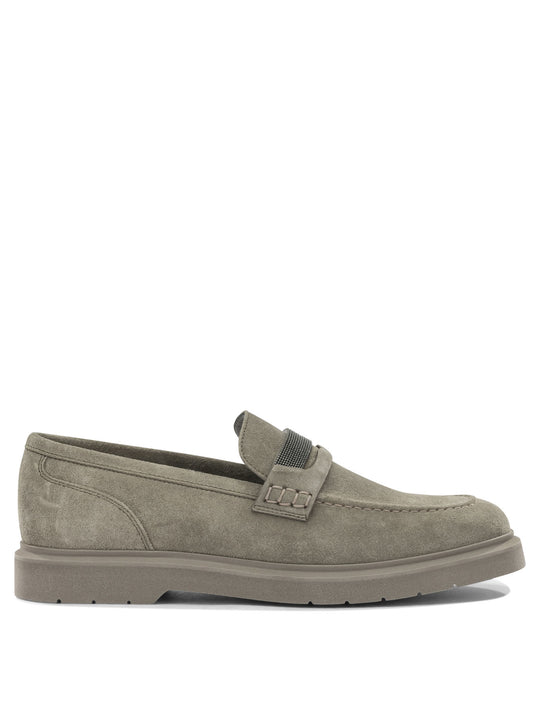 Suede Loafers With Charm Loafers & Slippers Beige