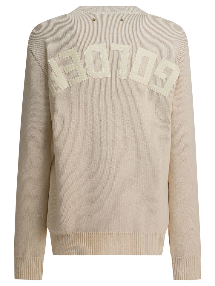 Golden Goose Crewneck Sweater With Reverse Logo Knitwear - Beige | 2e1008213a2c6c36c969f8d8b226c5b6e001a6d1