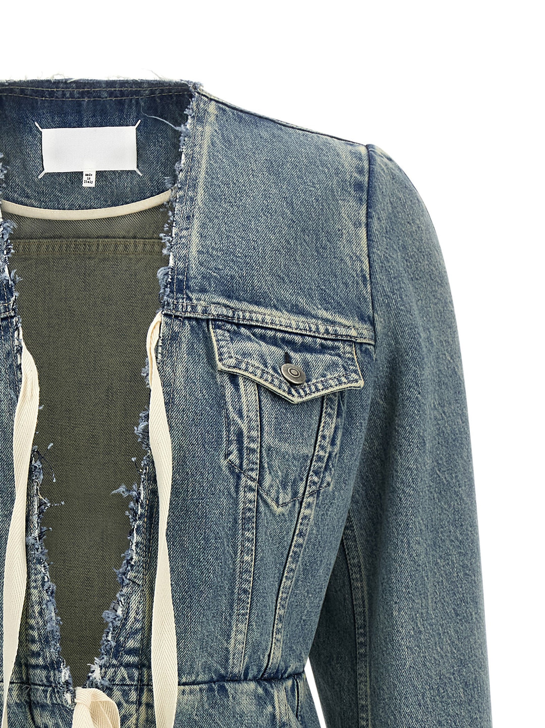 Maison Margiela Raw Cut Hem Denim Jacket Puffer Jackets - Light Blue | e471f194b916612968d607ab4da9ba087fa4d6b2