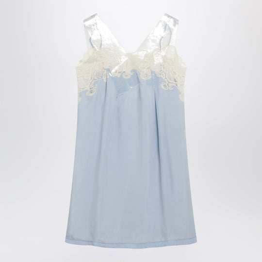 Taped Slip Dress In Cupro Light Blue
