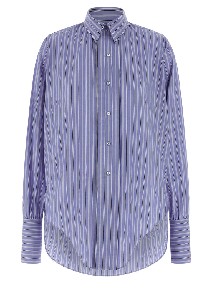 Maison Margiela Striped Cotton Shirt Shirt and Blouse - Light Blue | 098c31616ba63e191fc4b2db189e2724b63ecbdb
