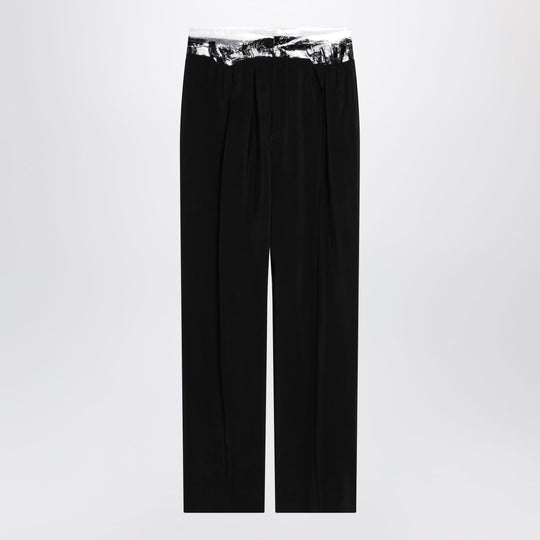 Black Pants With Tape-Detail Waistband