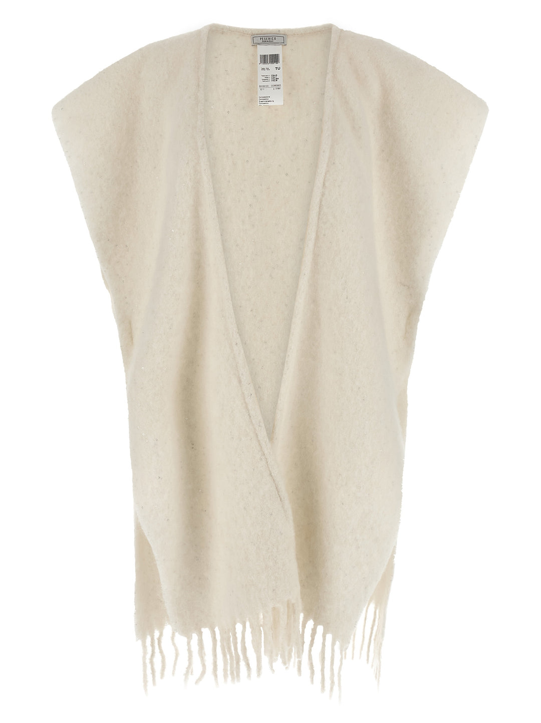 Peserico Bouclé Yarn Cape Capes - White | b90fd369719e19ec724335a4a0586cb090431110