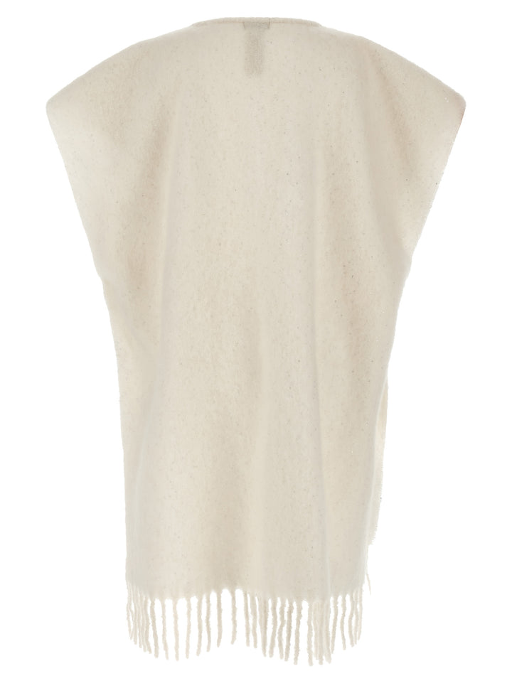 Peserico Bouclé Yarn Cape Capes - White | a2e3e93a68c8f6b77c457f1e46c54346422b2487