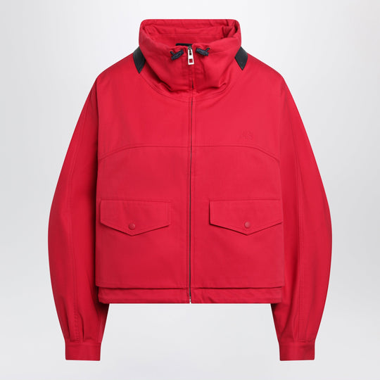 Cropped Cotton And Silk Gabardine Jacket In Red