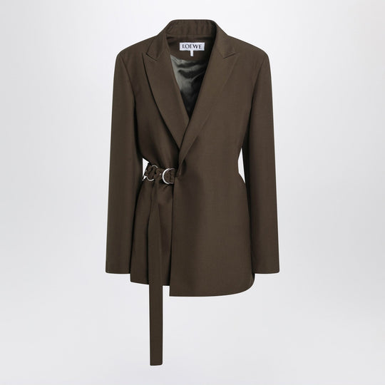 Khaki Green Double-Breasted Wool Jacket