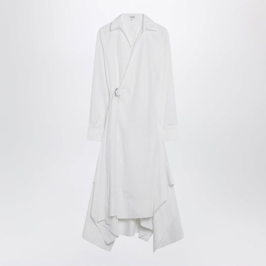 White Draped Silk Dress