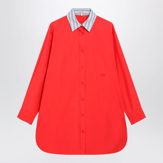 Red Cotton Shirt Dress
