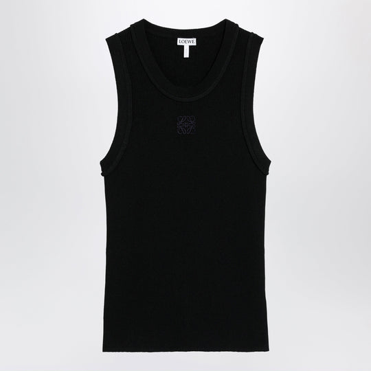 Black Ribbed Anagram Tank Top In Viscose