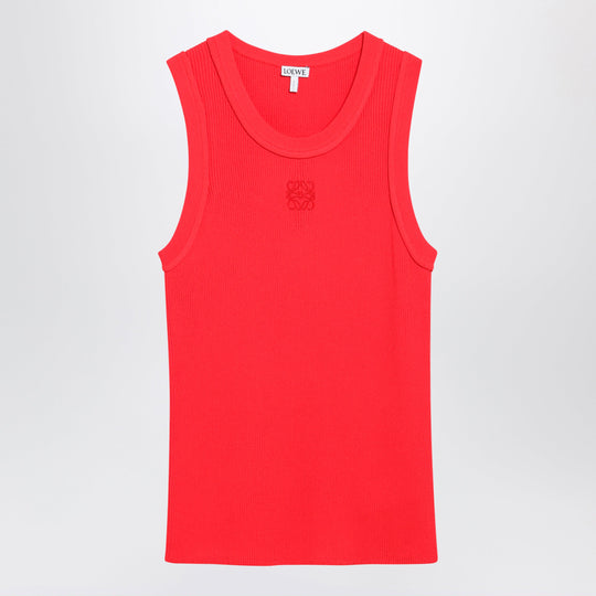 Anagram Ribbed Stretch Viscose Tank Top In Red