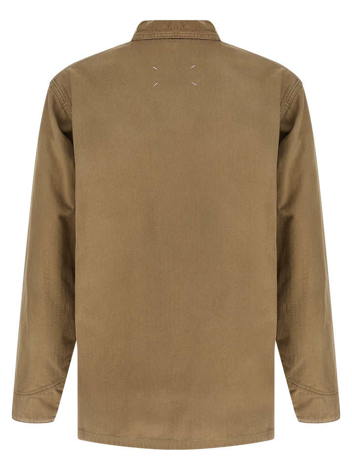 Maison Margiela Herringbone Jacket Puffer Jackets - Beige | 3026d4cb8f77c0faf4255f013366a21725f1bdbc