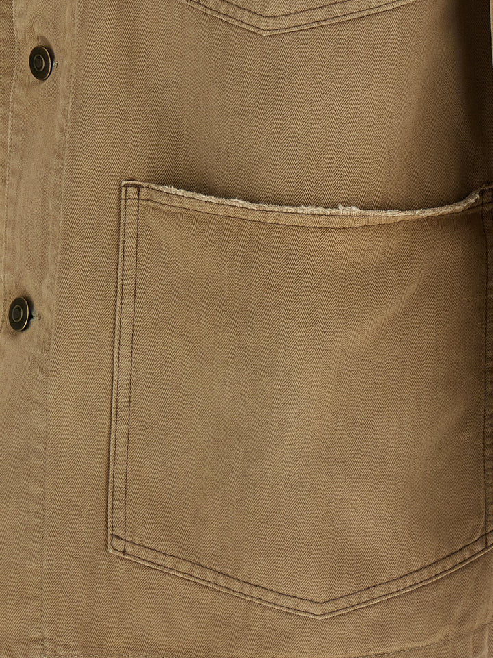 Maison Margiela Herringbone Jacket Puffer Jackets - Beige | 3a799a7d01845698b3c0f08de5e1b4c090e3172c