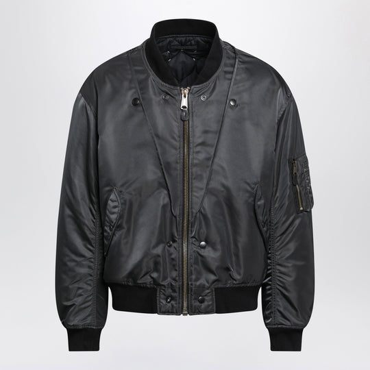 Dark Grey Reversible Bomber In Nylon