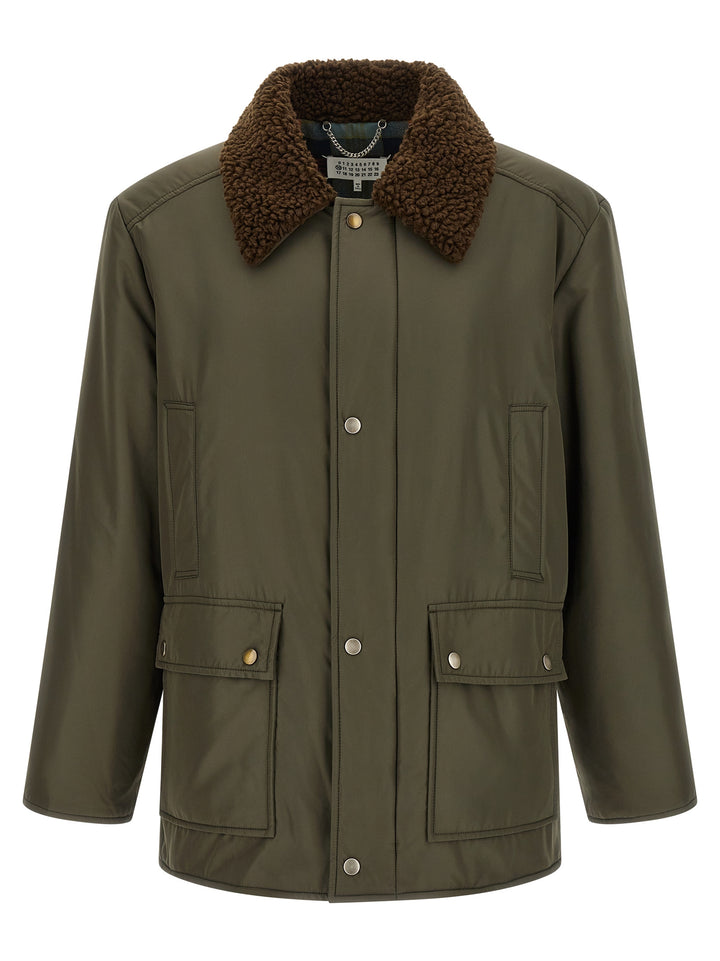 Maison Margiela Shearling Collar Parka Puffer Jackets - Green | e167563abfc3648ed374e91943218dd28b6885d7