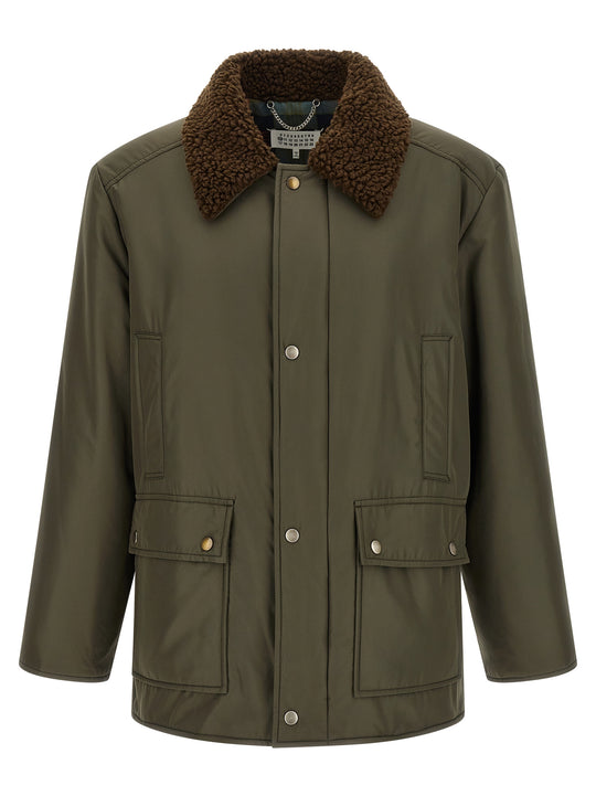 Shearling Collar Parka Puffer Jackets Green