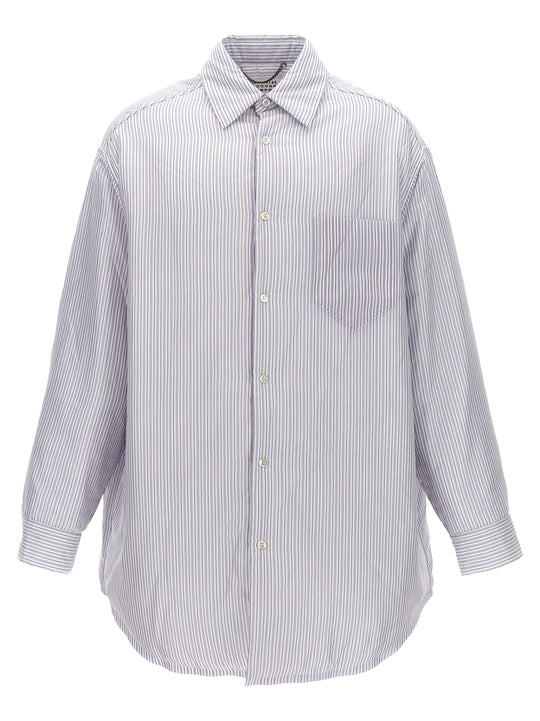 Striped Shirt Jacket Puffer Jackets Light Blue