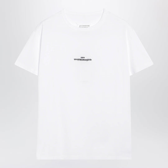 White Cotton Jersey T-Shirt With Logo Reverse