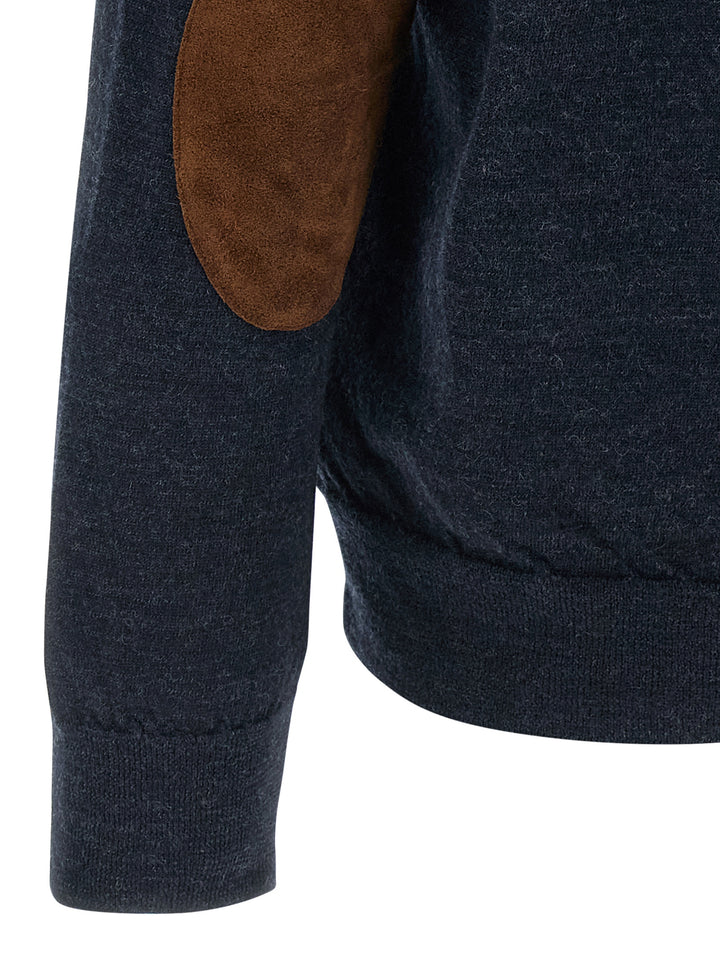 Maison Margiela Suede Patch Cardigan Sweaters and Cardigans - Blue | ae59f45bc8220d38898bf7a3a2a7295361e21a0f