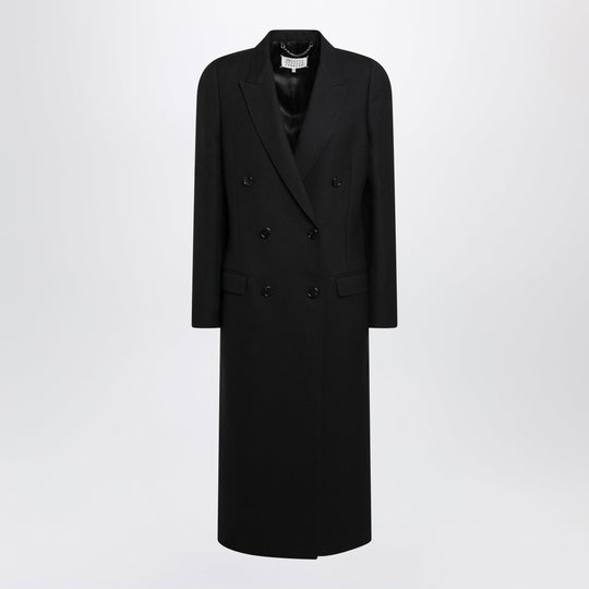 Black Wool Double-Breasted Coat