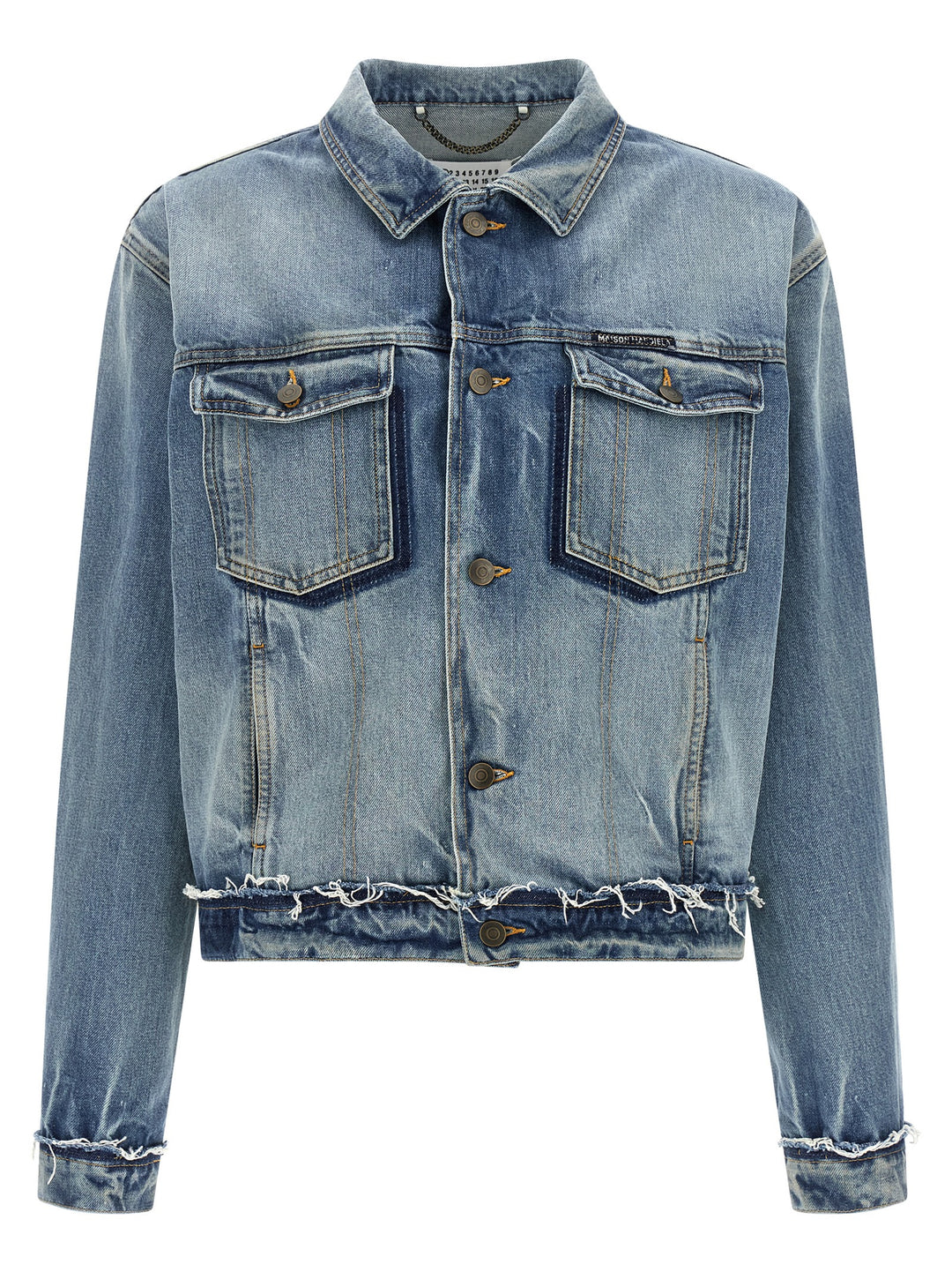 Maison Margiela Denim Jacket Puffer Jackets - Light Blue | 6ff89d100265e114343eb76b677dfef173153d1d