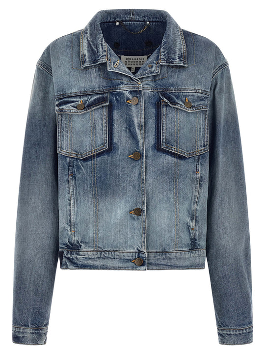 Folded Collar Puffer Jackets Blue