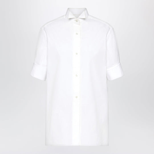 Short-Sleeved Shirt In White Cotton Poplin