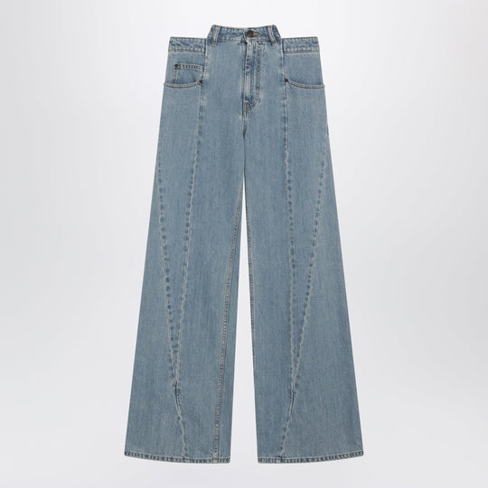 Stonewashed Straight-Leg Denim Jeans In Medium Blue