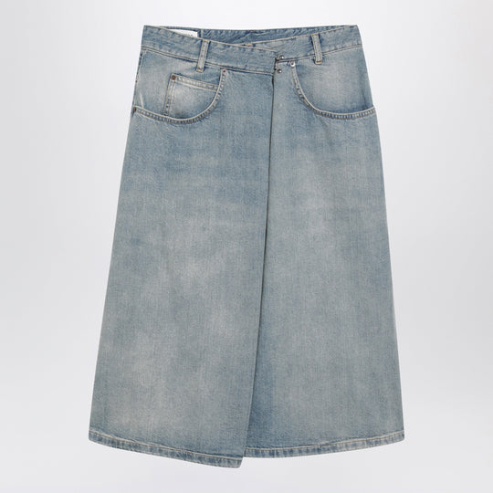 Midi Wrap Skirt In Blue Denim