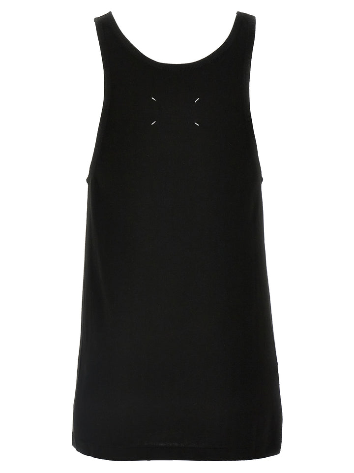 Maison Margiela Logo Tank Top Tops - Black | e3e5046adebec7e8a8138930f84093a4adb616a1