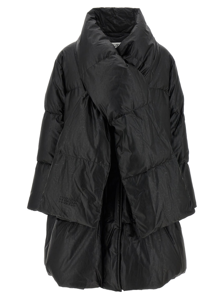 Mm6 Maison Margiela Scarf Down Jacket Puffer Jackets - Black | 79fd1f2a2ff7df5de947bd301dd41b96fbec8bd6