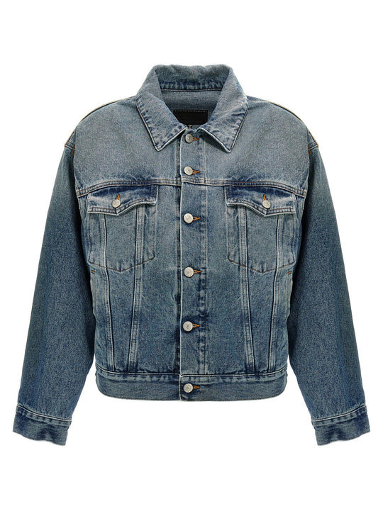 Cut-Out Denim Jacket Puffer Jackets Blue