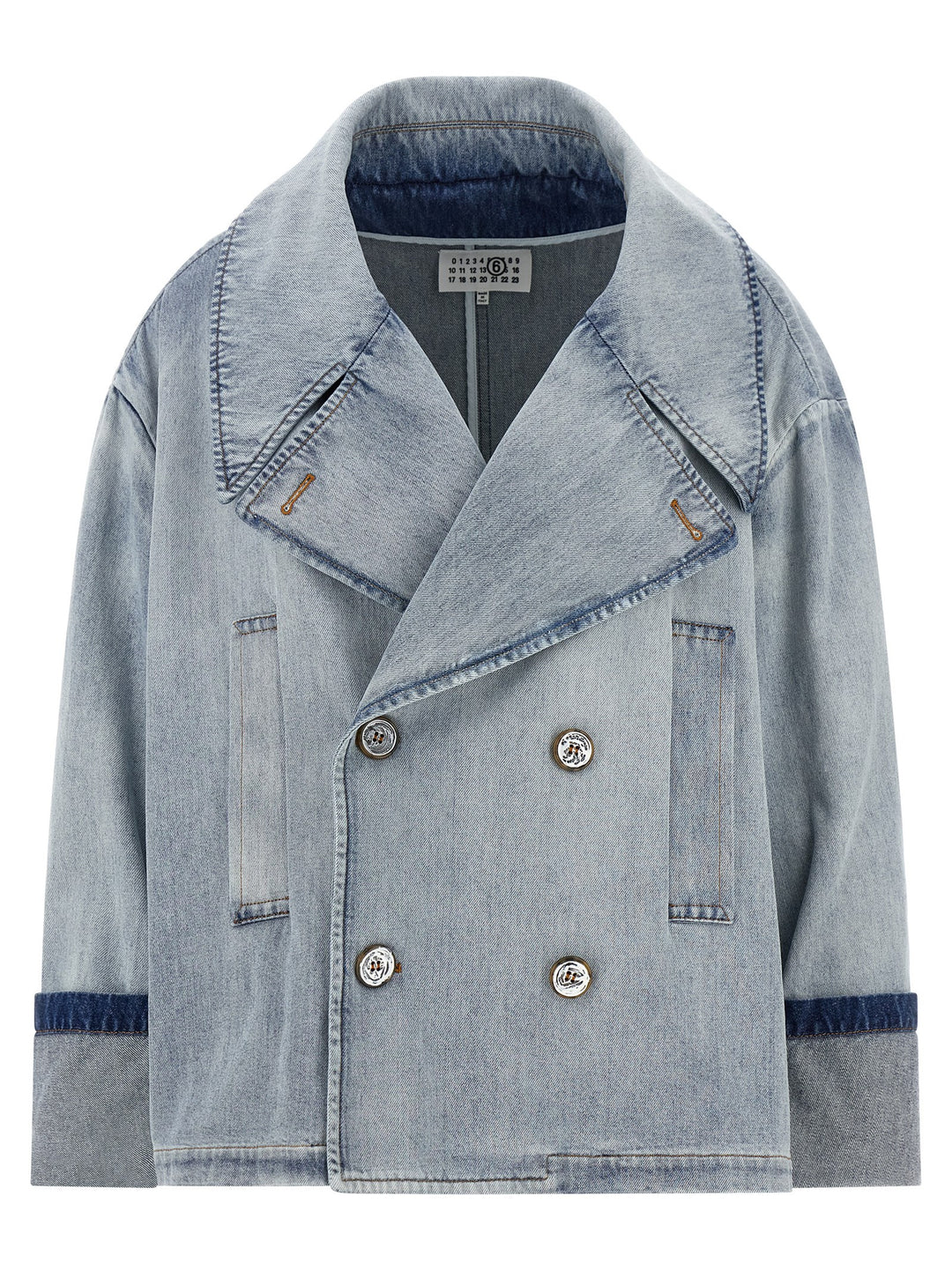 Mm6 Maison Margiela Double-Breasted Jacket Puffer Jackets - Light Blue | 6ddab0ffbd3ca7a5b4b9386addb2695c0b41cd80