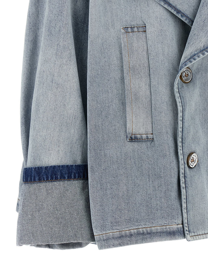 Mm6 Maison Margiela Double-Breasted Jacket Puffer Jackets - Light Blue | bd3ec17b858674f1dc03beb969d70502cb108d65