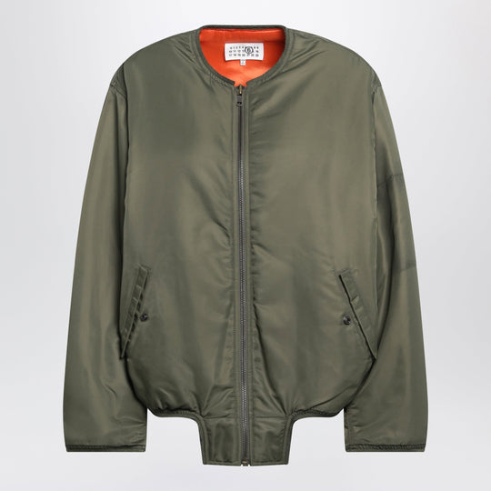 Khaki Nylon Jacket With Contrasting Lining