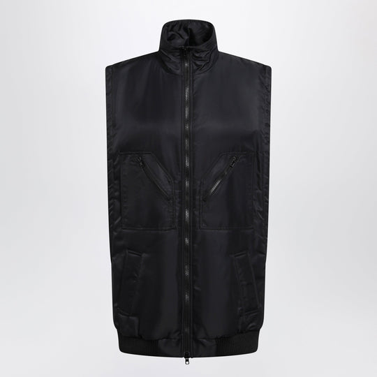 Black Nylon Zip-Up Vest