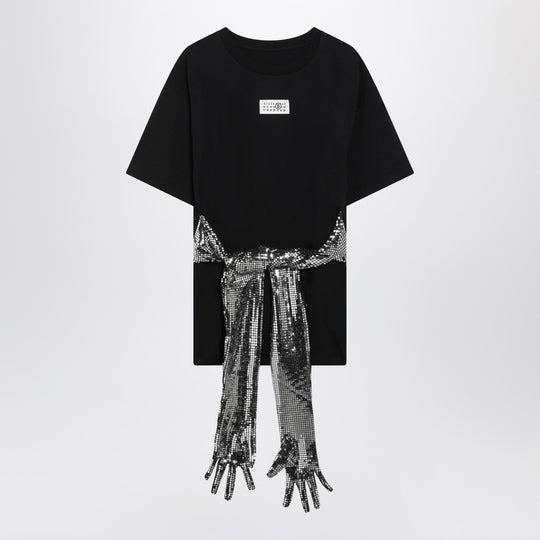 Black Cotton T-Shirt With Gloves