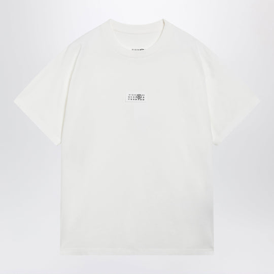 White Cotton Jersey T-Shirt With Logo Patch